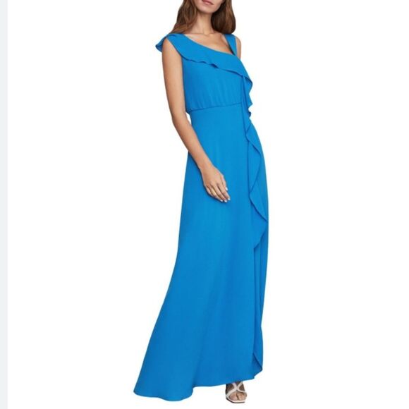 BCBGMaxAzria Maxi Dress Women 10 French Blue Asymmetric Neck Sleeveless NWT!! - Picture 5 of 16
